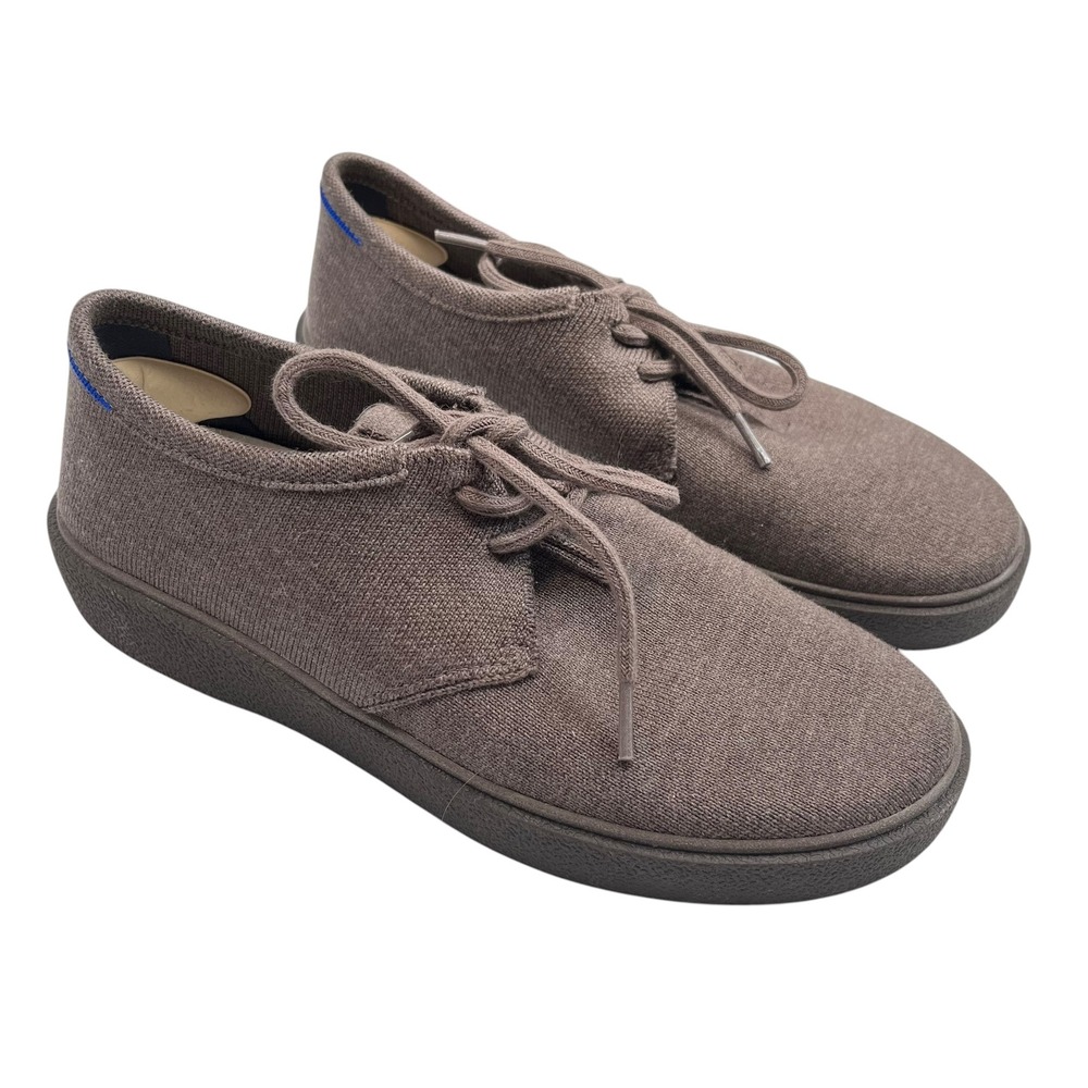 Rothys The Monty Sneakers Mens 9.5 Timber Brown Knit‎ Lace Up Washable Comfort